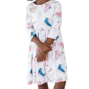 Sale Figure Skate 3/4 Sleeve Twirl Dress - CaringForTots - Professional Baby and Children's Products | Caring for Growth, Caring for Every Moment* Dresses - Twirl