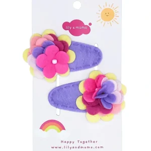 Samantha Flower Hair Clips- Lilac And Pink - CaringForTots - Professional Baby and Children's Products | Caring for Growth, Caring for Every Moment* Hair Clips