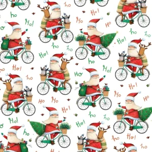Santa Bicycle Christmas Gift Wrap - CaringForTots - Professional Baby and Children's Products | Caring for Growth, Caring for Every Moment* Giftwrapping Paper