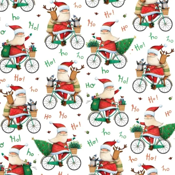 Santa Bicycle Christmas Gift Wrap - CaringForTots - Professional Baby and Children's Products | Caring for Growth, Caring for Every Moment* Giftwrapping Paper
