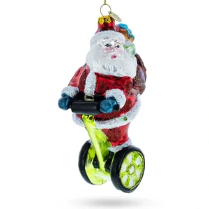 Santa Cruising On Electric Scooter - Blown Glass Christmas Ornament - CaringForTots - Professional Baby and Children's Products | Caring for Growth, Caring for Every Moment* Christmas Tree Ornaments