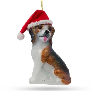 Santa Hat-wearing Beagle - Jolly Blown Glass Christmas Ornament - CaringForTots - Professional Baby and Children's Products | Caring for Growth, Caring for Every Moment* Christmas Tree Ornaments