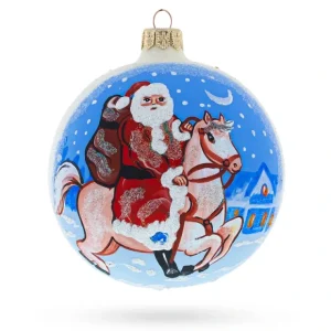 Santa Riding Horse Laden With Gifts Blown Glass Ball Christmas Ornament 4 Inches - CaringForTots - Professional Baby and Children's Products | Caring for Growth, Caring for Every Moment* Christmas Tree Ornaments