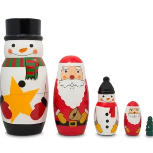 Santa, Snowman & Christmas Tree Wooden Nesting Dolls 5 Inches - CaringForTots - Professional Baby and Children's Products | Caring for Growth, Caring for Every Moment* Christmas Trees