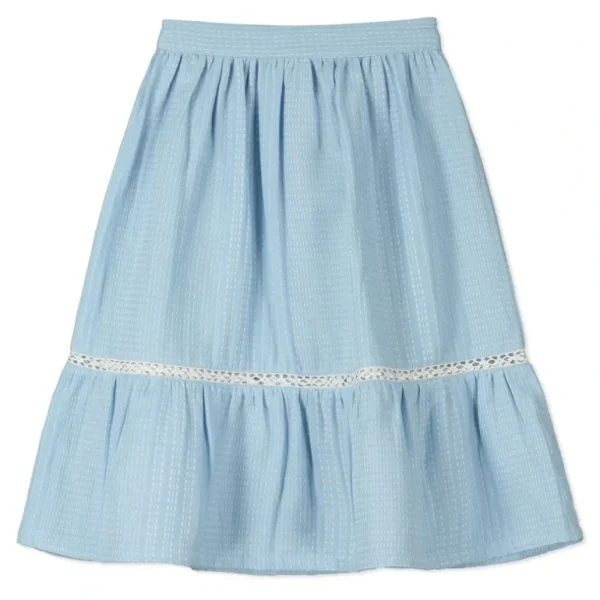 Clothing | Santorini Stitched Blue White Cotton Skirt - CaringForTots - Professional Baby and Children's Products | Caring for Growth, Caring for Every Moment