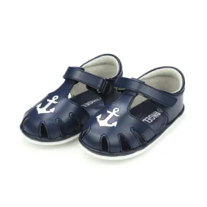 Sawyer Nautical Caged Leather Sandal (Baby) - CaringForTots - Professional Baby and Children's Products | Caring for Growth, Caring for Every Moment* Sandals