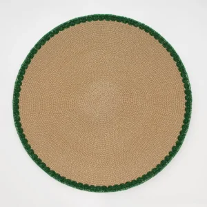 Scalloped Edge Hand Beaded Placemat, Green - CaringForTots - Professional Baby and Children's Products | Caring for Growth, Caring for Every Moment* Placemat