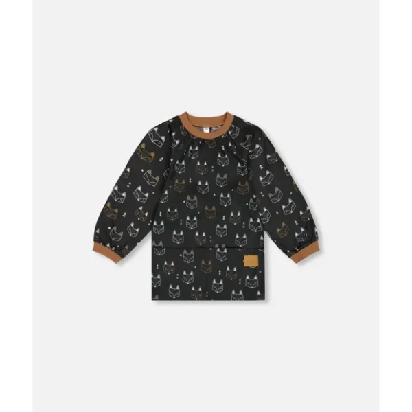 School Apron Black Printed Fox by Deux par Deux - CaringForTots - Professional Baby and Children's Products | Caring for Growth, Caring for Every Moment* School Supplies