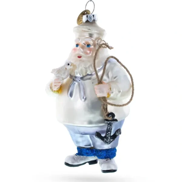 Seafaring Santa With Anchor - Blown Glass Christmas Ornament - CaringForTots - Professional Baby and Children's Products | Caring for Growth, Caring for Every Moment* Christmas Tree Ornaments