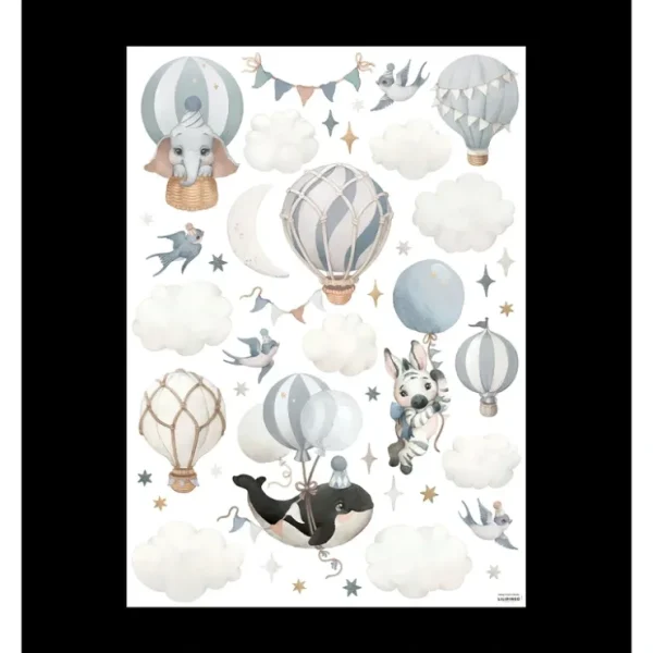 Selene - Wall Decals Murals - Animals And Hot-air Balloons (blue) - CaringForTots - Professional Baby and Children's Products | Caring for Growth, Caring for Every Moment* All Products