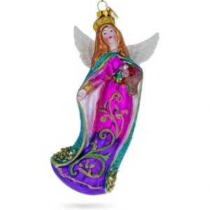 Serene Angel With Basket Of Flowers - Blown Glass Christmas Ornament - CaringForTots - Professional Baby and Children's Products | Caring for Growth, Caring for Every Moment* Christmas Tree Ornaments