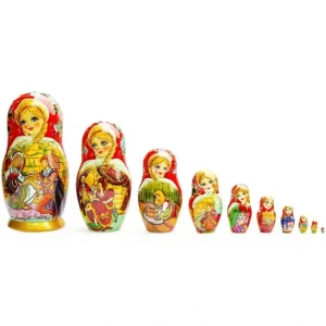 Set Of 10 Cinderella Wooden Nesting Dolls 10 Inches - CaringForTots - Professional Baby and Children's Products | Caring for Growth, Caring for Every Moment* Fairy Tales
