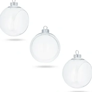 Set Of 3 Clear Plastic Christmas Ball Ornaments With Cutout Openings Diy Craft 3.6 Inches - CaringForTots - Professional Baby and Children's Products | Caring for Growth, Caring for Every Moment* Christmas Tree Ornaments