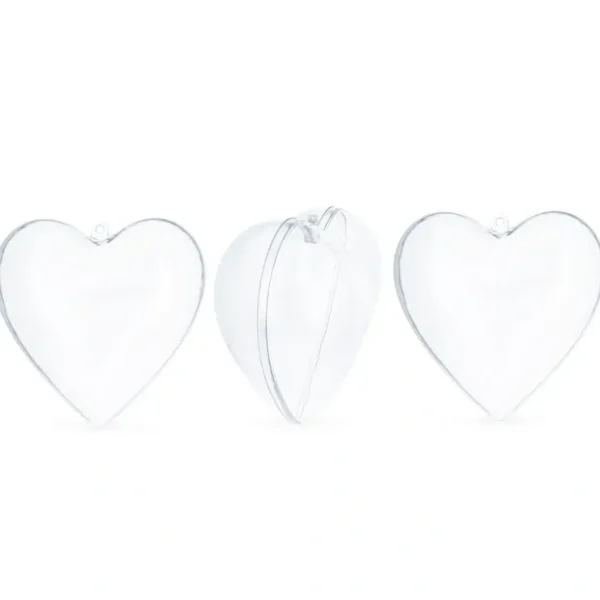 Set Of 3 Clear Plastic Heart Ornament 4.6 Inches (117 Mm) - CaringForTots - Professional Baby and Children's Products | Caring for Growth, Caring for Every Moment* Christmas Tree Ornaments