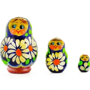 Set Of 3 Daisy Flowers Miniature Wooden Nesting Dolls 2 Inches - CaringForTots - Professional Baby and Children's Products | Caring for Growth, Caring for Every Moment* Flowers
