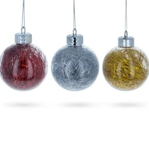 Set Of 3 Filled Colorful Clear Plastic Christmas Ornaments 4 Inches - CaringForTots - Professional Baby and Children's Products | Caring for Growth, Caring for Every Moment* Christmas Tree Ornaments