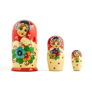 Set Of 3 Flower Dress Girls Wooden Nesting Dolls Matryoshka 3.5 Inches - CaringForTots - Professional Baby and Children's Products | Caring for Growth, Caring for Every Moment* Flowers
