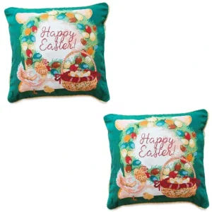 Set Of 2 Happy Easter & Easter Eggs Throw Pillow Covers - CaringForTots - Professional Baby and Children's Products | Caring for Growth, Caring for Every Moment* Pillow Covers