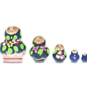 Set Of 5 Miniature Blue Floral Nesting Dolls 1.75 Inches - CaringForTots - Professional Baby and Children's Products | Caring for Growth, Caring for Every Moment* Flowers