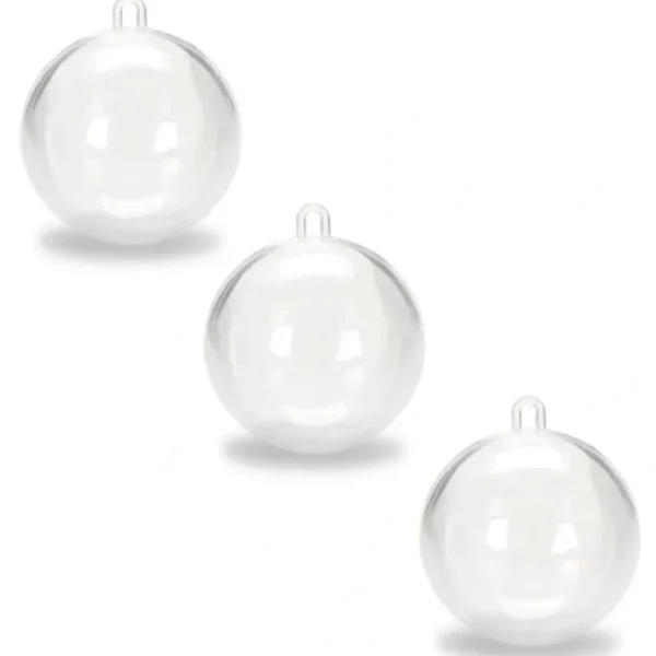 Set Of 3 Openable Fillable Clear Plastic Ball Christmas Ornaments Diy Craft 4 Inches - CaringForTots - Professional Baby and Children's Products | Caring for Growth, Caring for Every Moment* Christmas Tree Ornaments