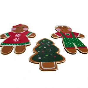 Set Of 3 Painted Wooden Gingerbread Cutout Diy Craft 5 Inches - CaringForTots - Professional Baby and Children's Products | Caring for Growth, Caring for Every Moment* Painted