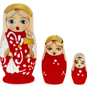 Set Of 3 Red Woodburning Style Wooden Nesting Dolls - CaringForTots - Professional Baby and Children's Products | Caring for Growth, Caring for Every Moment* Traditional