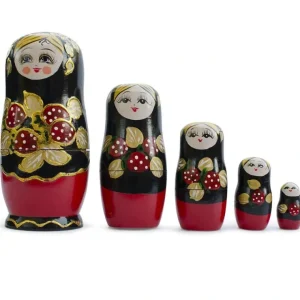 Set Of 5 Strawberries Nesting Dolls Matryoshka 6.5 Inches - CaringForTots - Professional Baby and Children's Products | Caring for Growth, Caring for Every Moment* Flowers