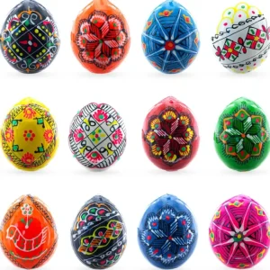 Set Of 12 Ukrainian Wooden Easter Eggs Pysanky 1.5 Inches - CaringForTots - Professional Baby and Children's Products | Caring for Growth, Caring for Every Moment* Set of 3+