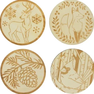 Set Of 4 Unfinished Wooden Etched Animals And Forest Life Theme Cutout Diy Craft 4.4 Inches - CaringForTots - Professional Baby and Children's Products | Caring for Growth, Caring for Every Moment* Cutouts