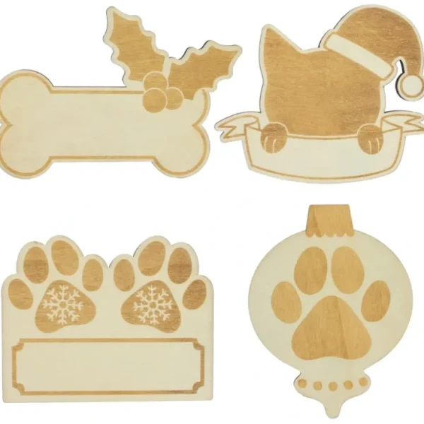 Set Of 4 Unfinished Wooden Etched Dog And Cat Shape Cutout Diy Craft 3.9 Inches - CaringForTots - Professional Baby and Children's Products | Caring for Growth, Caring for Every Moment* Cutouts