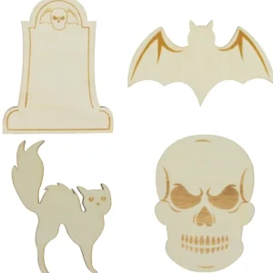 Set Of 4 Unfinished Wooden Halloween Theme Shape Cutout Diy Craft 4.9 Inches - CaringForTots - Professional Baby and Children's Products | Caring for Growth, Caring for Every Moment* Cutouts