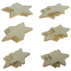 Set Of 24 Unfinished Wooden Stars Cutout Diy Craft 4.7 Inches - CaringForTots - Professional Baby and Children's Products | Caring for Growth, Caring for Every Moment* Cutouts