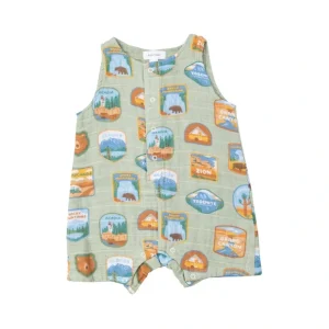 Shortie Romper - National Park Patches - CaringForTots - Professional Baby and Children's Products | Caring for Growth, Caring for Every Moment* Shorts