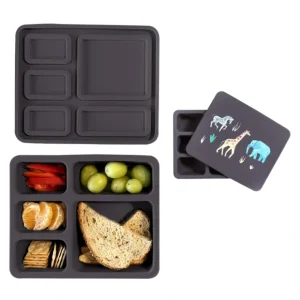Silicone Bento Box Safari Faded Black - CaringForTots - Professional Baby and Children's Products | Caring for Growth, Caring for Every Moment* Lunch Boxes