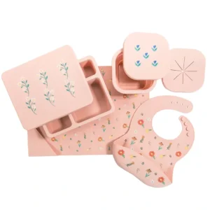 Silicone Mealtime Bundle Wildflower Ripe Peach - CaringForTots - Professional Baby and Children's Products | Caring for Growth, Caring for Every Moment* Lunch Boxes