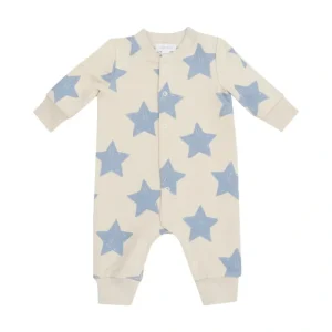 Sketchy Stars Blue French Terry Baseball Collar Romper - CaringForTots - Professional Baby and Children's Products | Caring for Growth, Caring for Every Moment* Boys