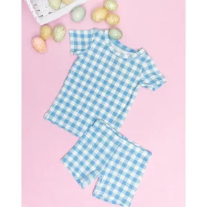 Sky Blue Gingham Dream Short Set - CaringForTots - Professional Baby and Children's Products | Caring for Growth, Caring for Every Moment* The Dream Short Set
