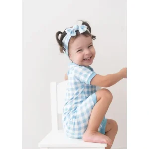 Sky Blue Gingham Dream Shortie - CaringForTots - Professional Baby and Children's Products | Caring for Growth, Caring for Every Moment* Rompers - Shortie