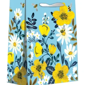 Small Floral Gift Bags, Bumble Bees & Daisies with Glitter Accents - CaringForTots - Professional Baby and Children's Products | Caring for Growth, Caring for Every Moment* Favor Bags & Boxes