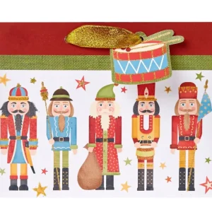 Small Matte Christmas Gift Bags with Glitter, Nutcracker - CaringForTots - Professional Baby and Children's Products | Caring for Growth, Caring for Every Moment* Favor Bags & Boxes