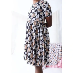 Smiley Cup Of Checkers Dream Ruffle Dress - CaringForTots - Professional Baby and Children's Products | Caring for Growth, Caring for Every Moment* Dresses - Twirl