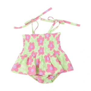 Smocked Bubble W/ Skirt - Daisy Pop - CaringForTots - Professional Baby and Children's Products | Caring for Growth, Caring for Every Moment* Rompers - Bubble