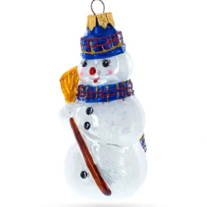 Snowman Holding Broom Glass Christmas Ornament - CaringForTots - Professional Baby and Children's Products | Caring for Growth, Caring for Every Moment* Christmas Tree Ornaments