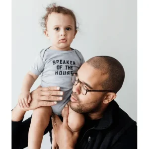 Speaker of the House Short Sleeve Grey Baby Bodysuit - CaringForTots - Professional Baby and Children's Products | Caring for Growth, Caring for Every Moment* Boys