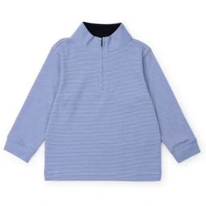 Spencer Quarter Zip Pullover - Blue Stripes - CaringForTots - Professional Baby and Children's Products | Caring for Growth, Caring for Every Moment* Basics