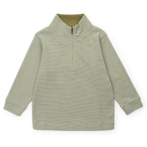 Spencer Quarter Zip Pullover - Green Stripes - CaringForTots - Professional Baby and Children's Products | Caring for Growth, Caring for Every Moment* Basics