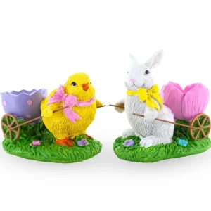 Springtime Symphony Hand-painted Egg Holder Figurines 5 Inches - CaringForTots - Professional Baby and Children's Products | Caring for Growth, Caring for Every Moment* Bunnies
