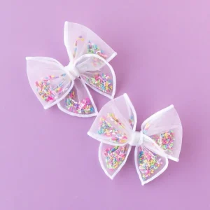 Sprinkles | Pigtail Set - Petite Party Bow - CaringForTots - Professional Baby and Children's Products | Caring for Growth, Caring for Every Moment* Hand-tied bow