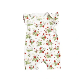 Strawberry Fields Flutter Sleeve Baby Romper - CaringForTots - Professional Baby and Children's Products | Caring for Growth, Caring for Every Moment* Rompers