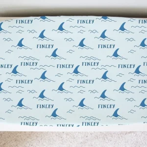 Sugar + Maple Personalized Changing Pad Cover | Shark Fin - CaringForTots - Professional Baby and Children's Products | Caring for Growth, Caring for Every Moment* Personalized Textiles